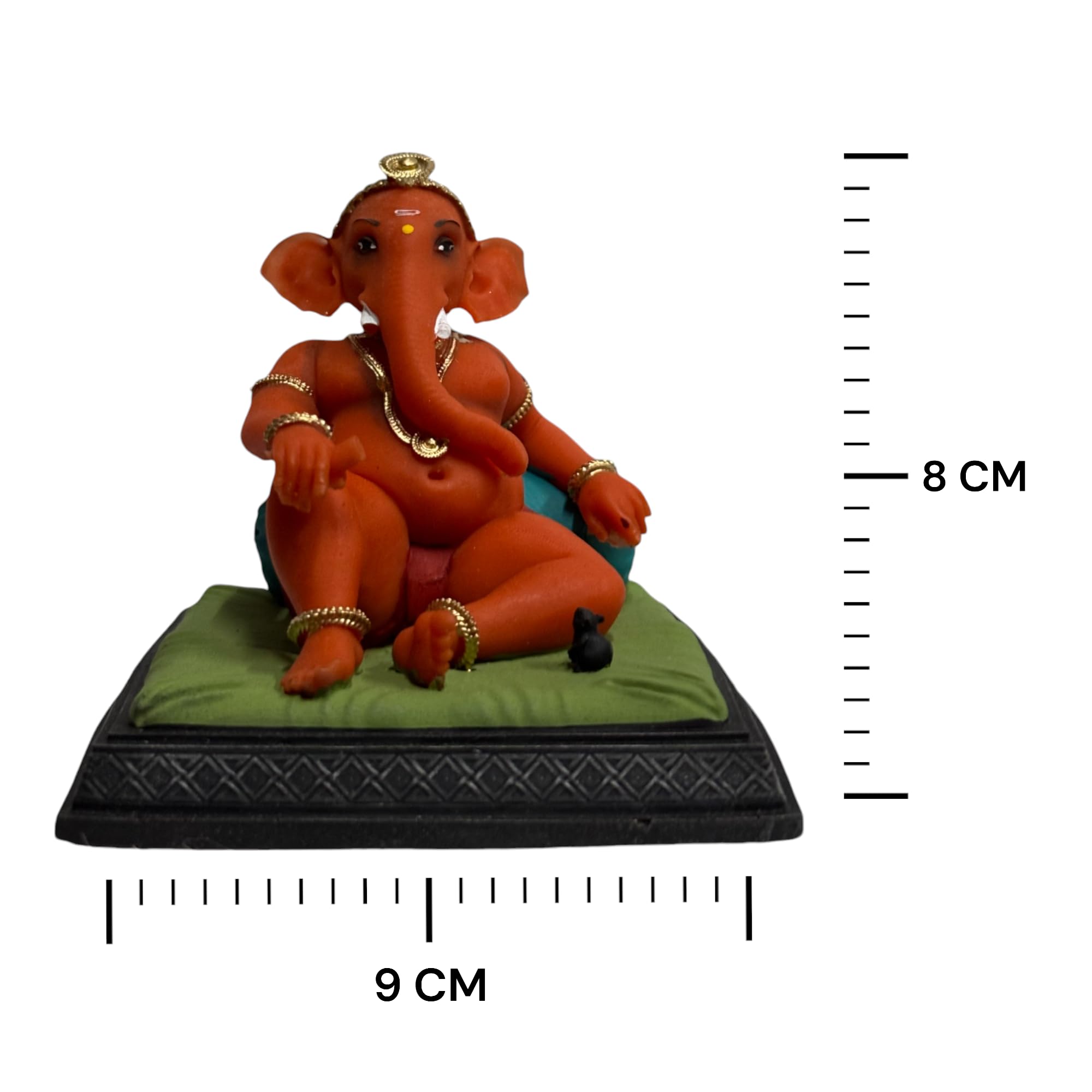 Karighar Kesari Ganesh Idol For Car Dashboard, Home, Puja Ghar, Gifting (9 X 9 X 8 Cm) V0016